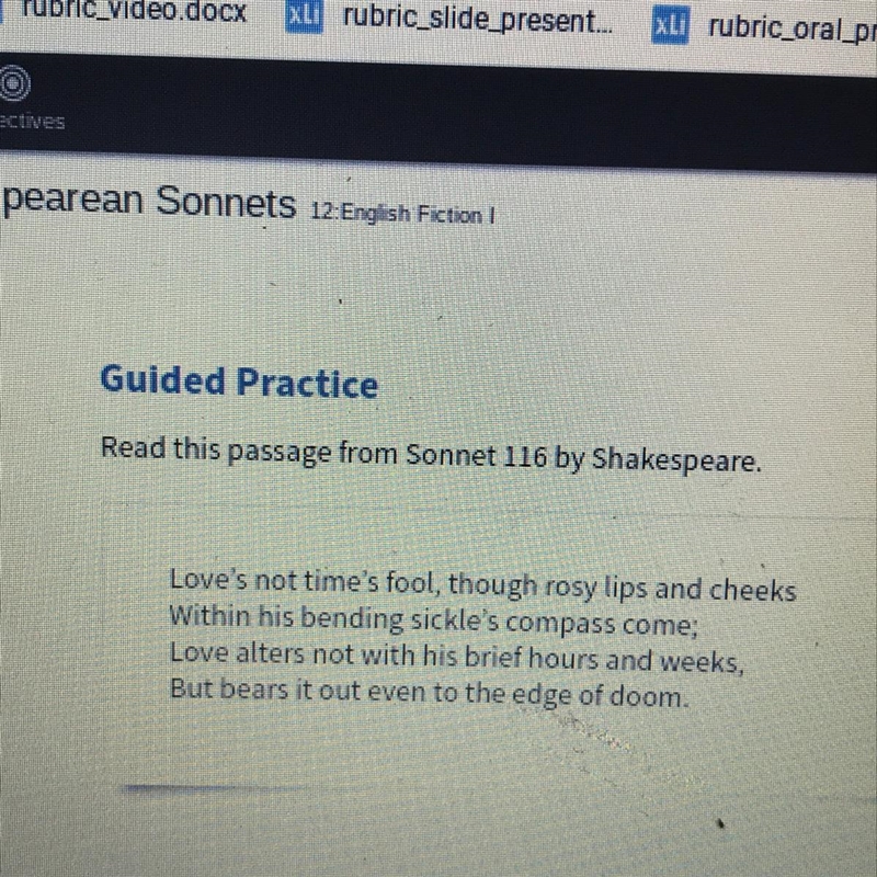 Read this passage from Sonnet 116 by Shakespeare. What is the speaker saying about-example-1