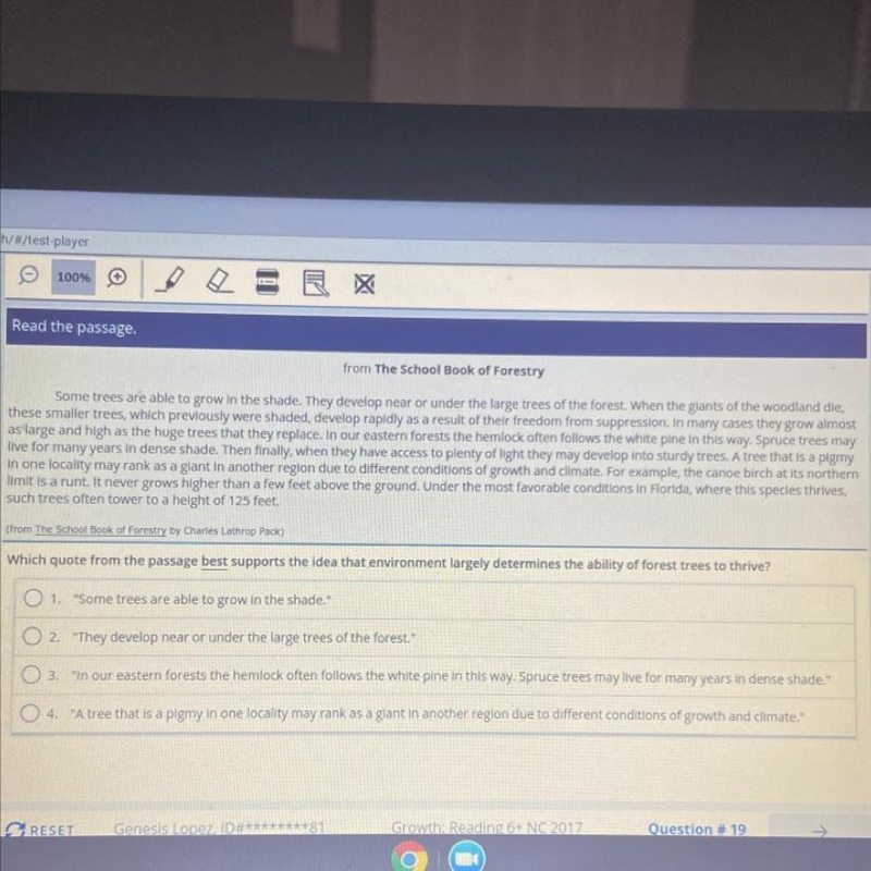 PLEASE HELP MEE!! Which quote from the passage best supports the idea that environment-example-1