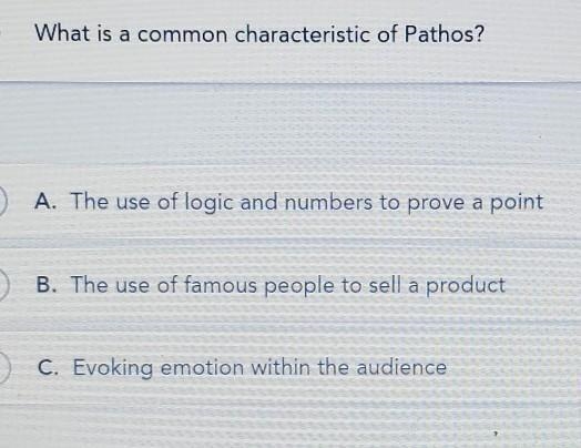 What is a common characteristic of Pathos?​-example-1