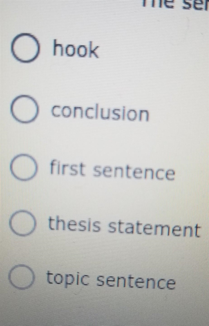 the sentence that states the main idea of your paper is the ______. here is the answers-example-1