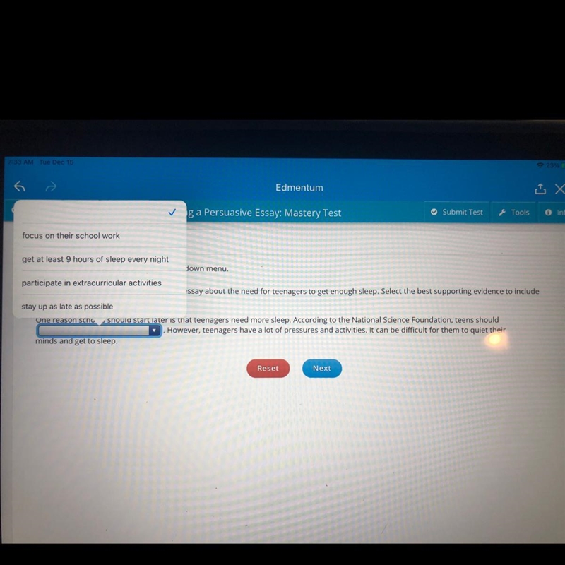 Select the correct answer from each drop-down menu. Read the body paragraph of a persuasive-example-1