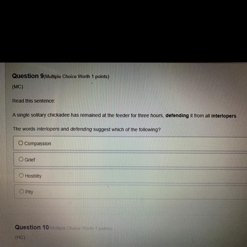 Question 9(Multiple Choice Worth 1 points) (MC) Read this sentence: A single solitary-example-1