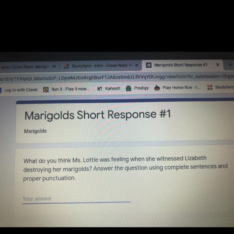 Marigolds Short Response #1 Marigolds What do you think Ms. Lottie was feeling when-example-1