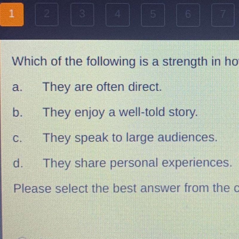 Which of the following is a strength in how men communicate?-example-1