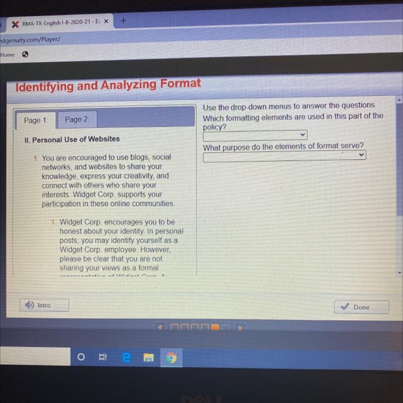 Which formatting elements are used in this part of the policy? What purpose do the-example-1