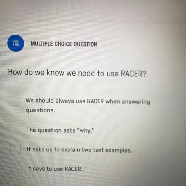 How do we know RACER??-example-1