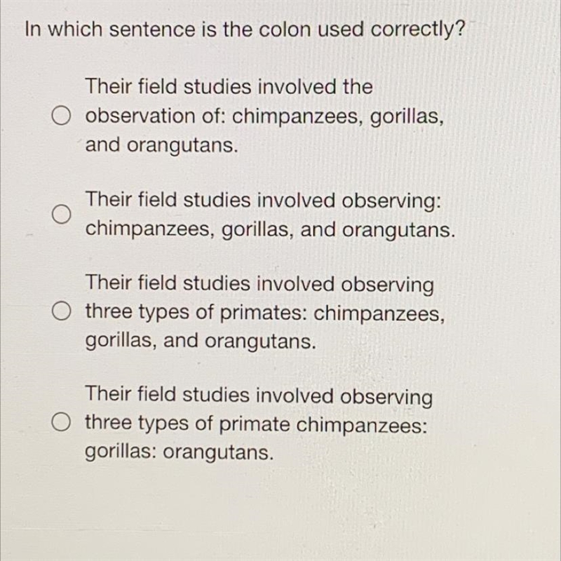 Which sentence is using the colon correctly?-example-1