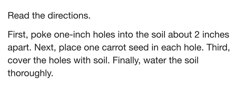 What is the purpose of these directions? to explain how to plant carrots to tell about-example-1