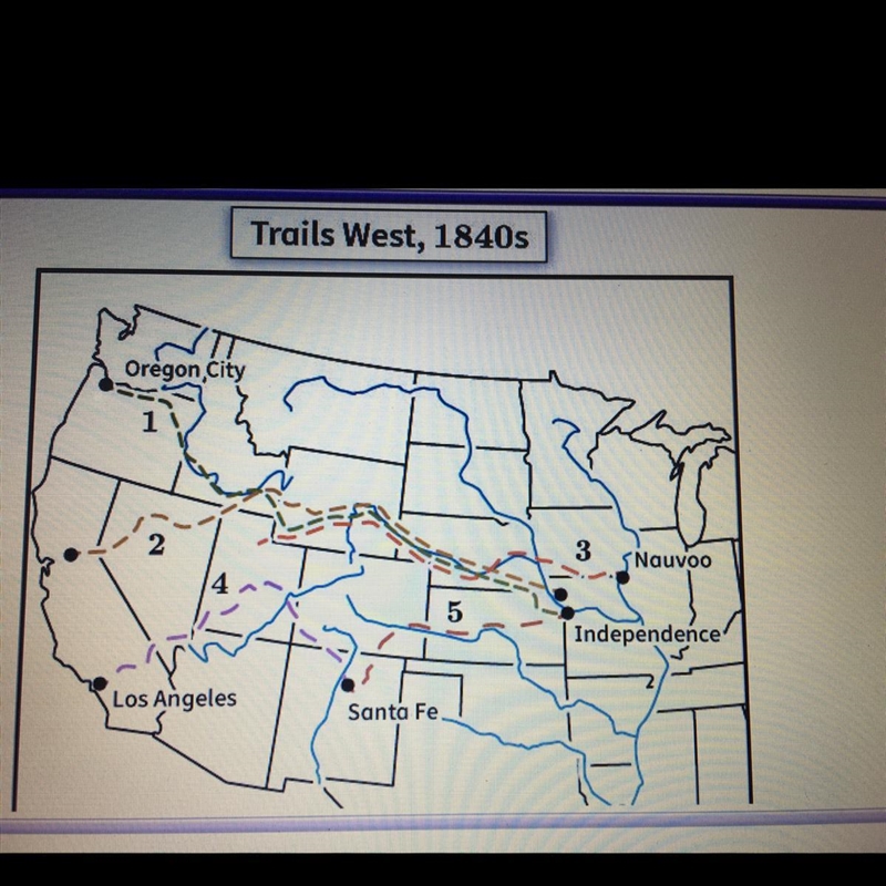 Which line represents the Oregon trial? What was one geographical factor that attracted-example-1