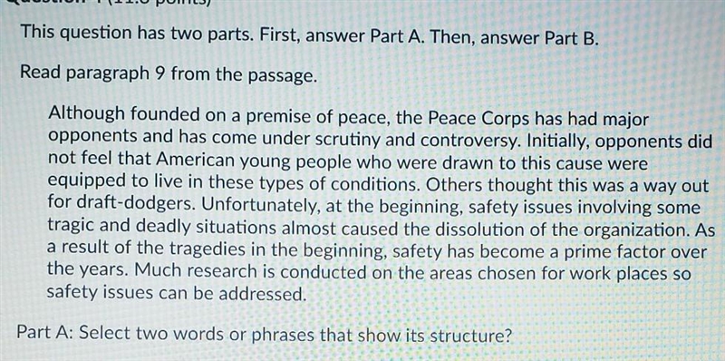 I need help with Part A and Part B. Part A: Select two words or phrases that show-example-1