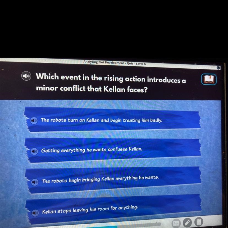 Which event in the rising action introduces a minor conflict that kellan faces-example-1