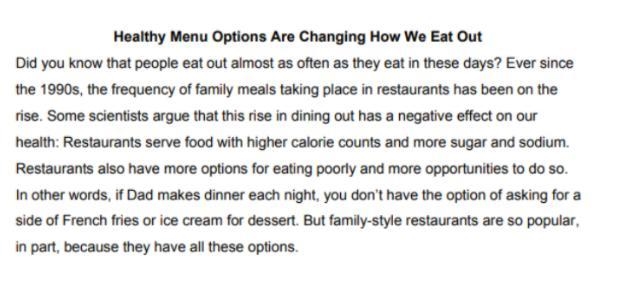 Select two sentences from paragraph 1 that support the idea that not dining out offers-example-1