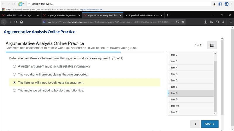 Determine the difference between a written argument and a spoken argument.(1 point-example-1