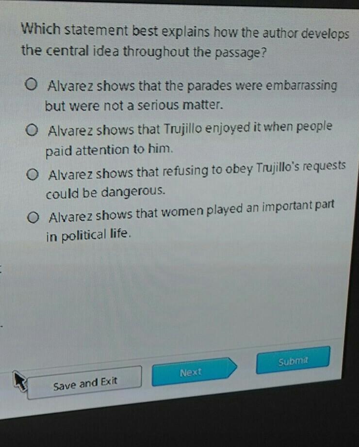 Which statement best explains how the author develops the central idea thought the-example-1