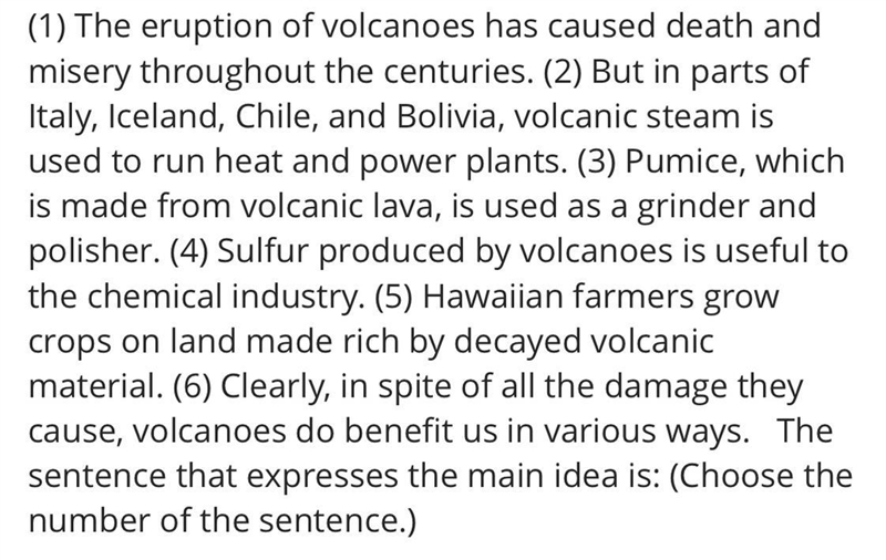 Please help. Choose the number of the sentence that expresses the main idea of the-example-1