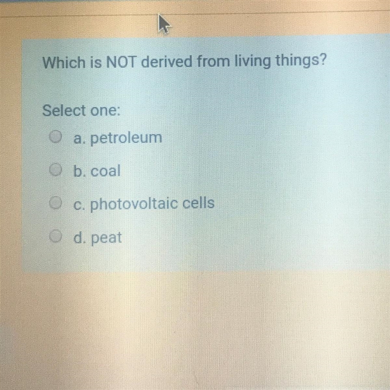 Which is NOT derived from living things?-example-1