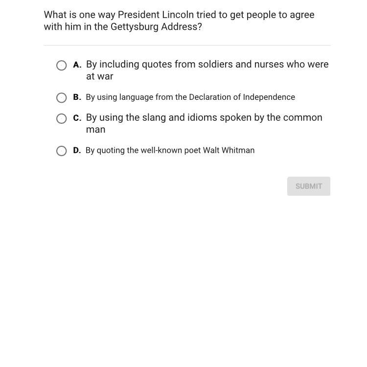 What is one way president Lincoln tried to get people to agree with him in the Gettysburg-example-1