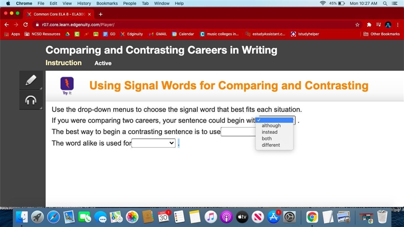 Use the drop-down menus to choose the signal word that best fits each situation. If-example-1