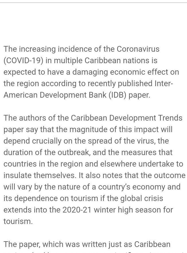 HELPPPP ASAPP what are some effects of the Corona Virus in the Caribbean-example-1