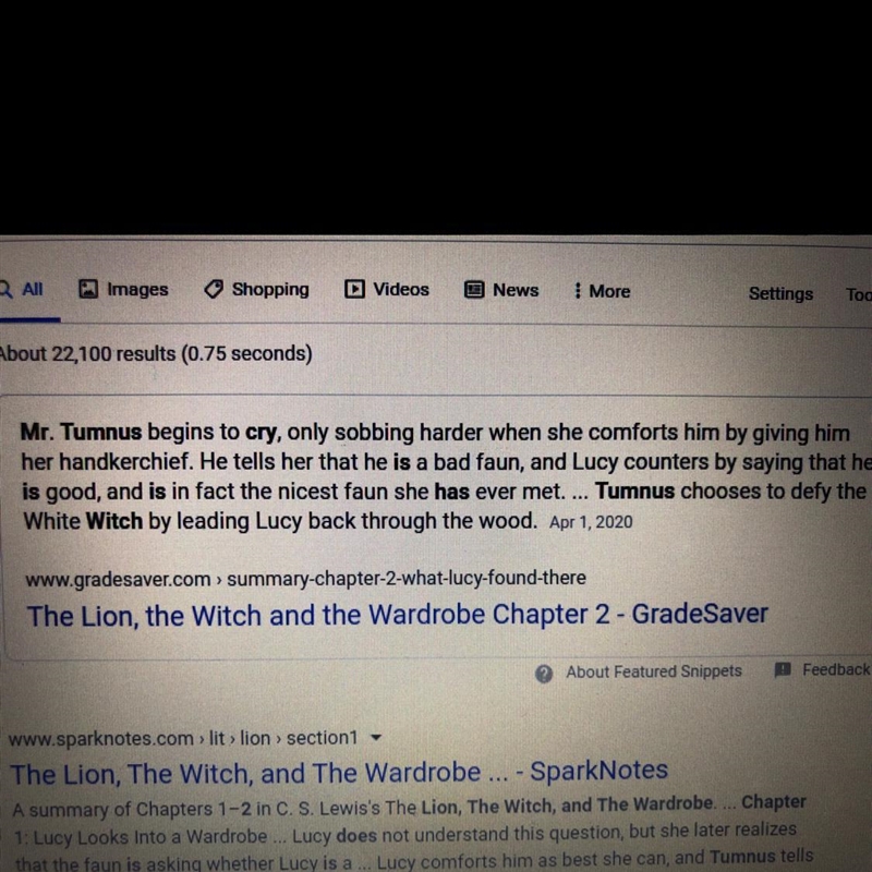 Chapter 2: Why did Mr.Tumnus cry? Book: The Lion, The Witch, and The Wardrobe-example-1