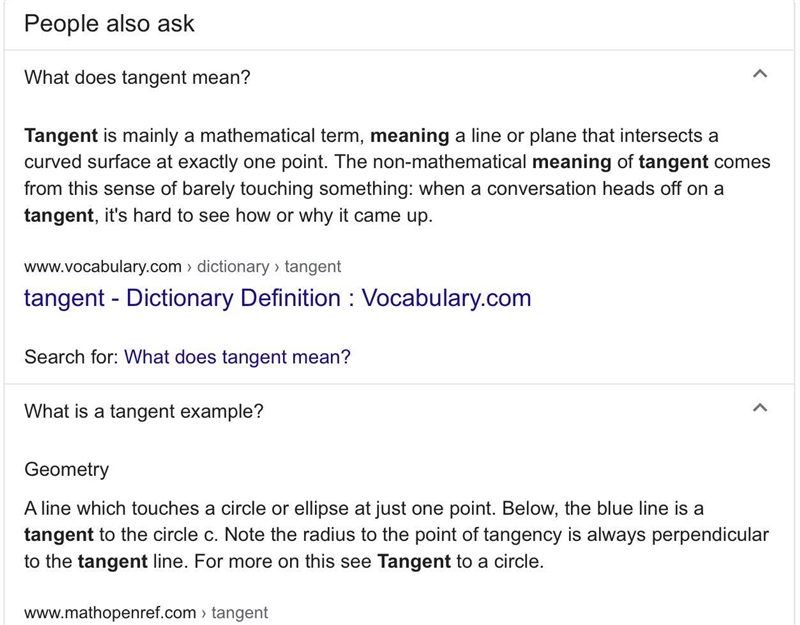 The latin root tactus is part of the word tangent. What does the word tangent mean-example-1