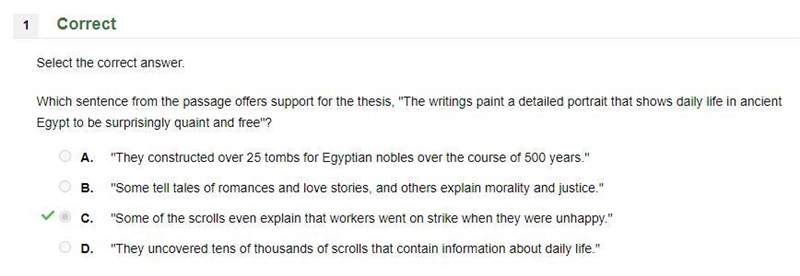 Select the correct answer. Which sentence from the passage offers support for the-example-1