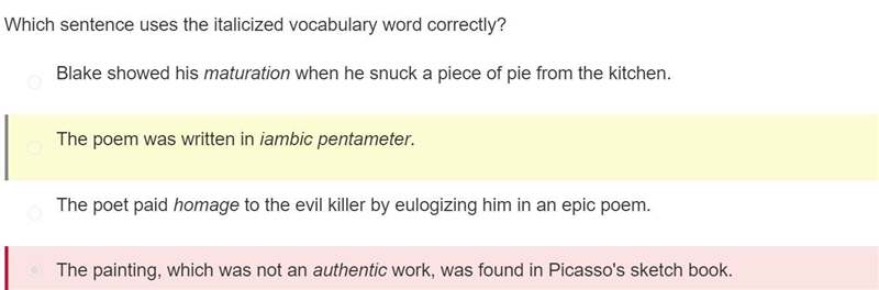 Which sentence uses the italicized vocabulary word correctly? The instructions were-example-1