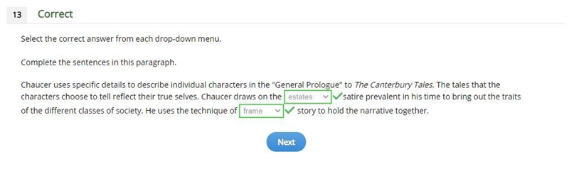 Chaucer uses specific details to describe individual characters in the "General-example-1