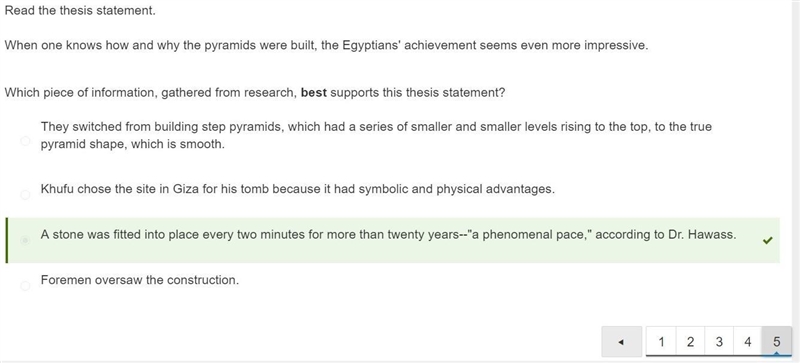 Read the thesis statement. When one knows how and why the pyramids were built, the-example-1