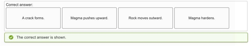 Put the steps of seafloor spreading in order from first to last.-example-1