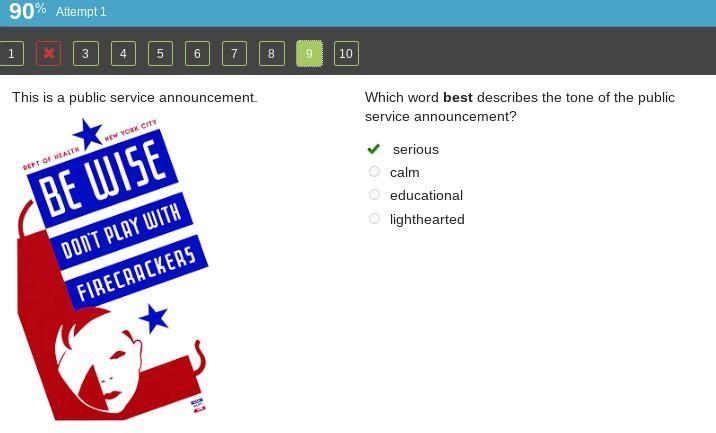 Which word best describes the tone of the public service announcement? - Serious - Calm-example-1