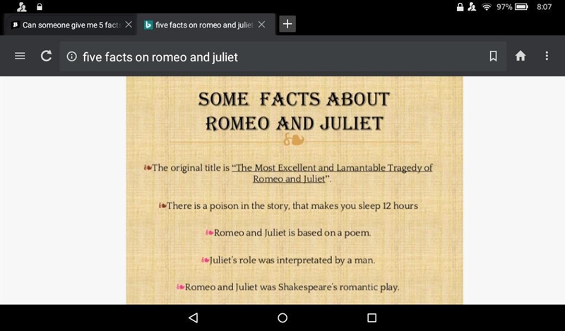 Can someone give me 5 facts from act 3 scene 1 from Rome o and Jul ie t-example-1