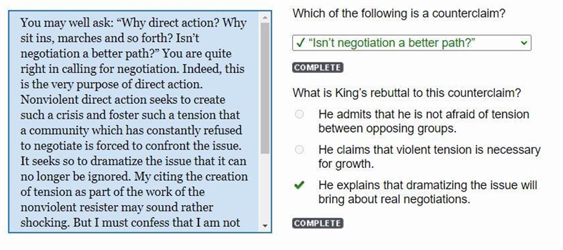 Which of the following is a counterclaim-example-1