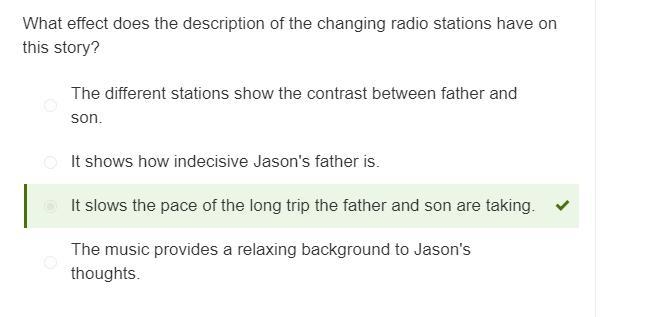 What effect does the description of the changing radio stations have on this story-example-1