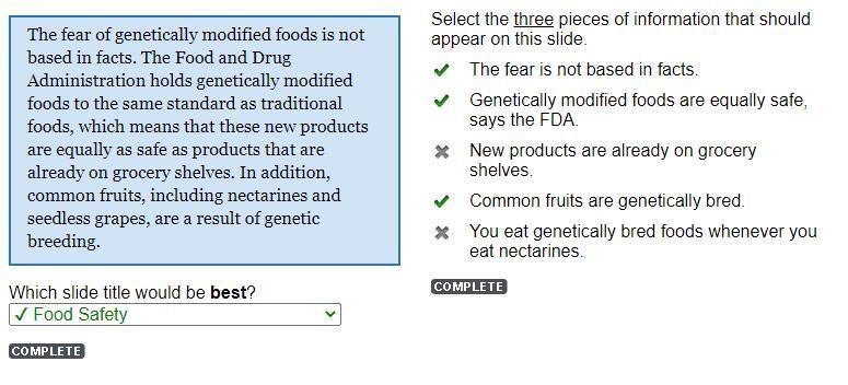 Select the three pieces of information that should appear on this slide. The fear-example-1