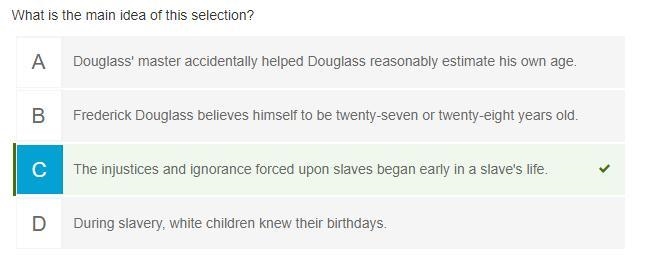 19) What is the main idea of this selection? During slavery, white children knew their-example-1