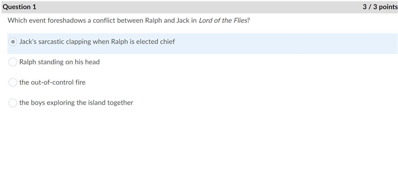 Please Hurry Which event foreshadows a conflict between Ralph and Jack in Lord of-example-1