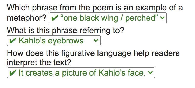 Which phrase from the poem is an example of a metaphor? One black wing/ perched-example-1