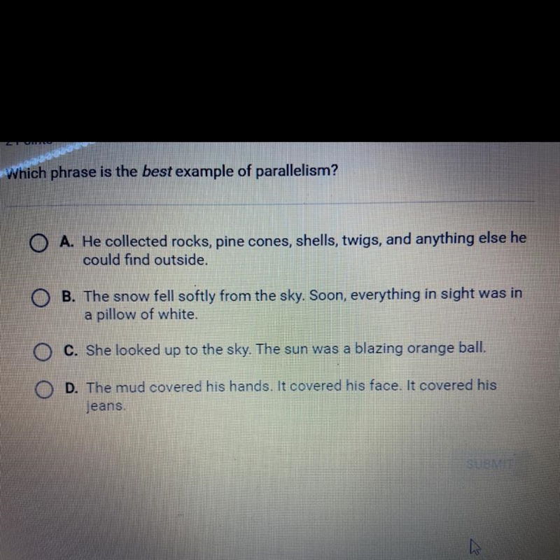 Which phrase is the best example of parallelism?-example-1