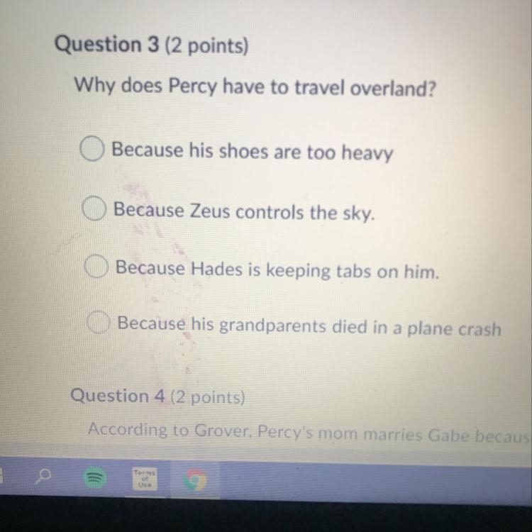 Why does Percy have to travel overland?-example-1