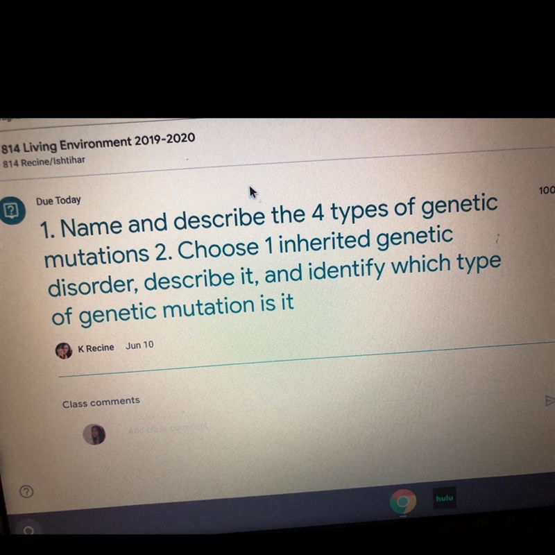 Name and describe the 4 types of genetic mutation-example-1