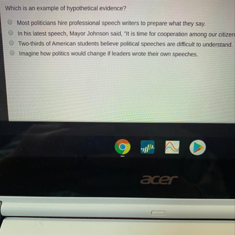 Which is an example of hypothetical evidence?-example-1