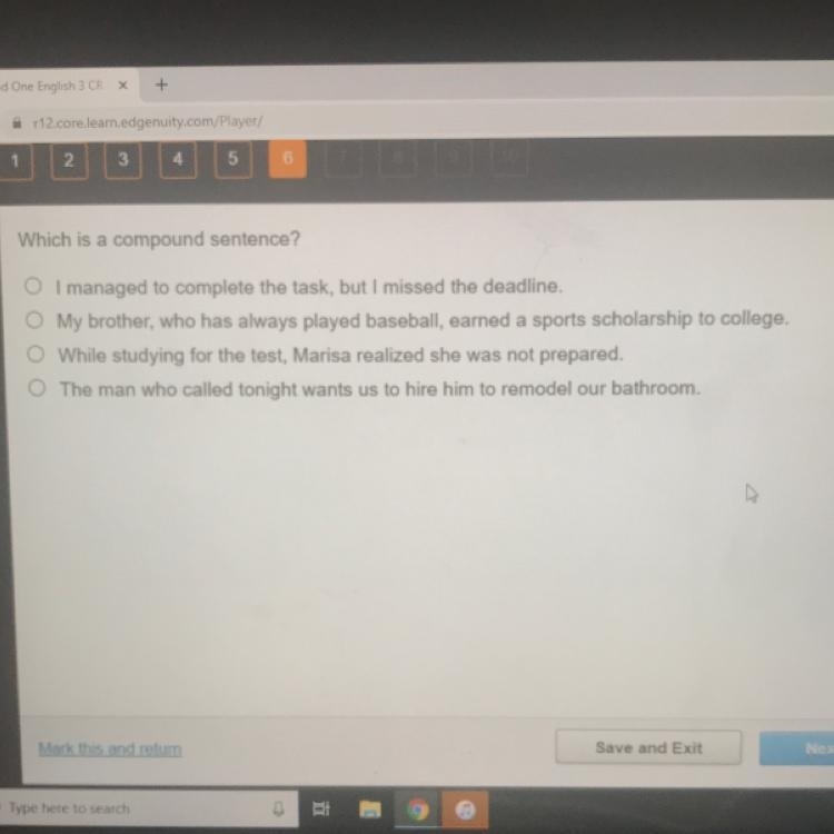 Which is a compound sentence?-example-1