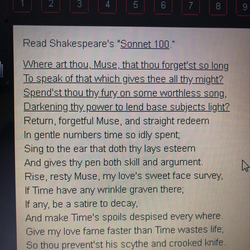 The underlined section is referred to as a(n) couplet iamb. pentameter. quatrain.-example-1