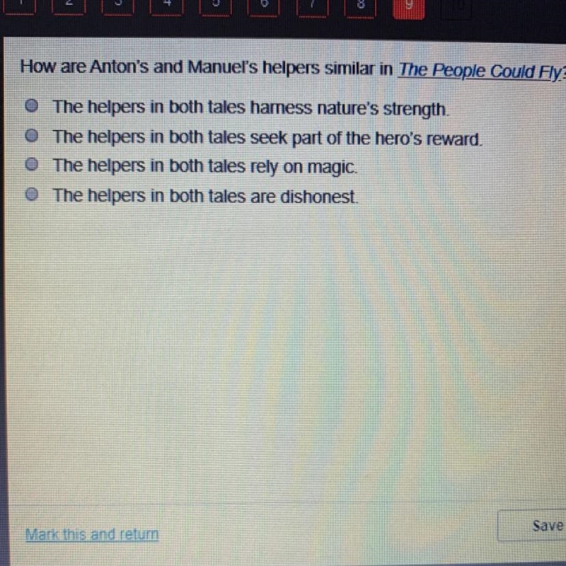 How are Anton's and Manuel's helpers similar in The People Could Fly? A. The helpers-example-1