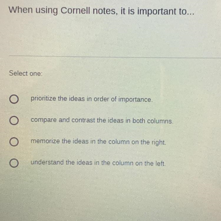 When using Cornell notes it is important to?-example-1