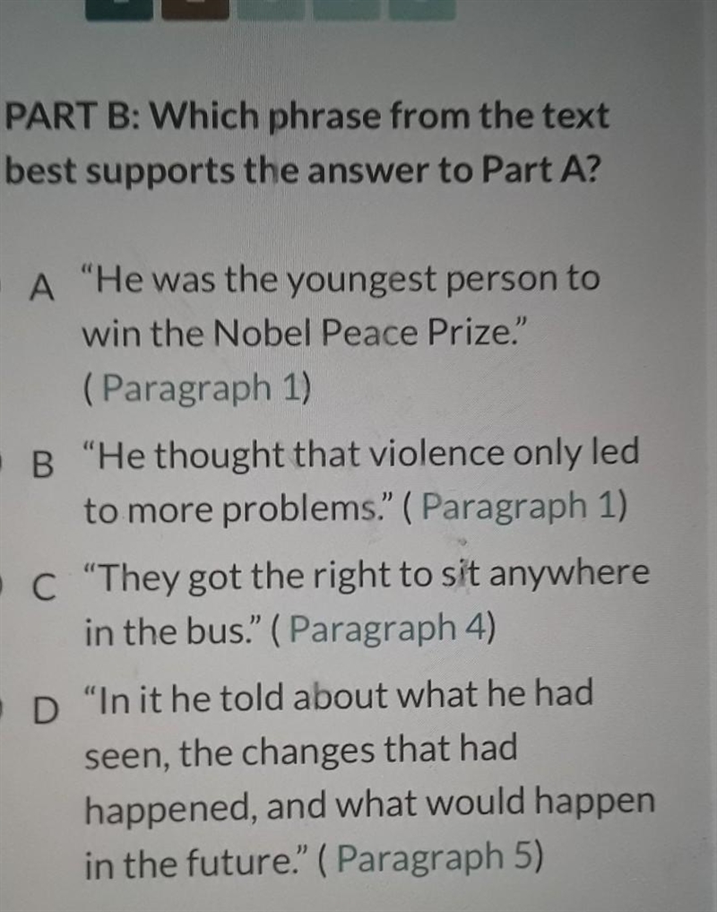 Part B which phrase from text best supports the answer to part a ​-example-1