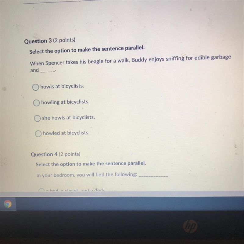 Select the option to make the sentence parallel. When Spencer takes his beagle for-example-1