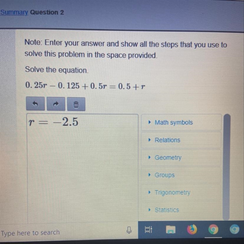 Please help! I need to show my work to get full points. But I already have the answer-example-1