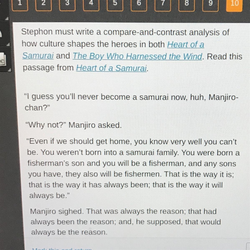 What does this passage show about the culture in which A. Manjiro was raised? It was-example-1